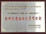 2022年衡阳侨城文化旅游度假区一期生态科技园项目标杆创建活动优秀项目部奖牌